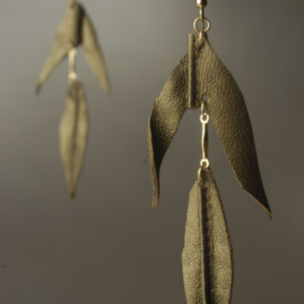 NWT Olive Bronze Leather Designer Earrings